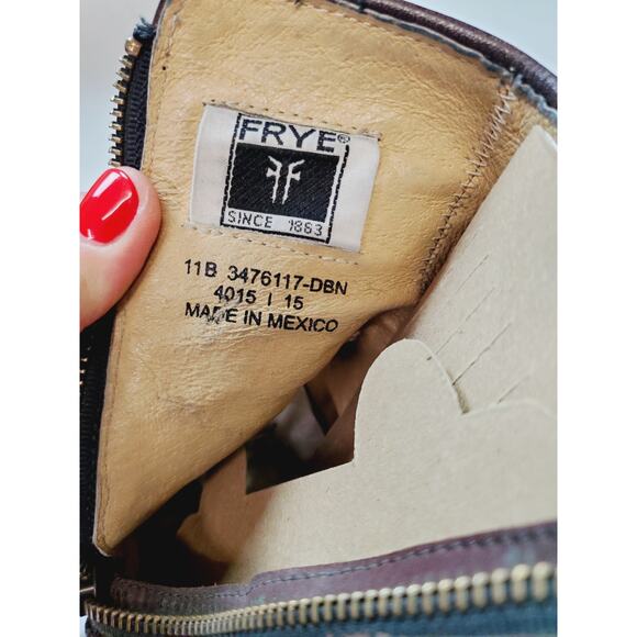 Frye Womens 11 Brown Ankle Boots Malorie Leather Bootie Stacked Heel Buckle - Picture 9 of 11